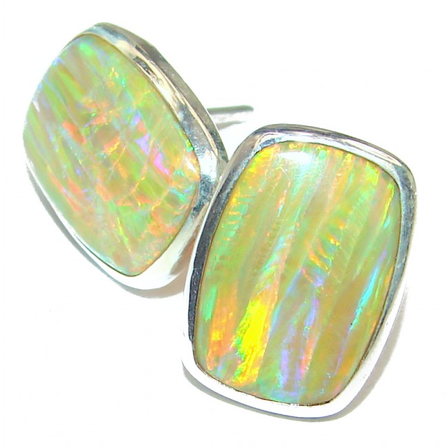 Classy genuine Japanese Opal .925 Sterling Silver handmade earrings
