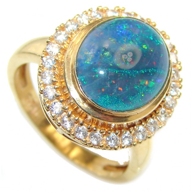 Australian Doublet Opal 18K Gold over .925 Sterling Silver handcrafted ring size 7 1/2