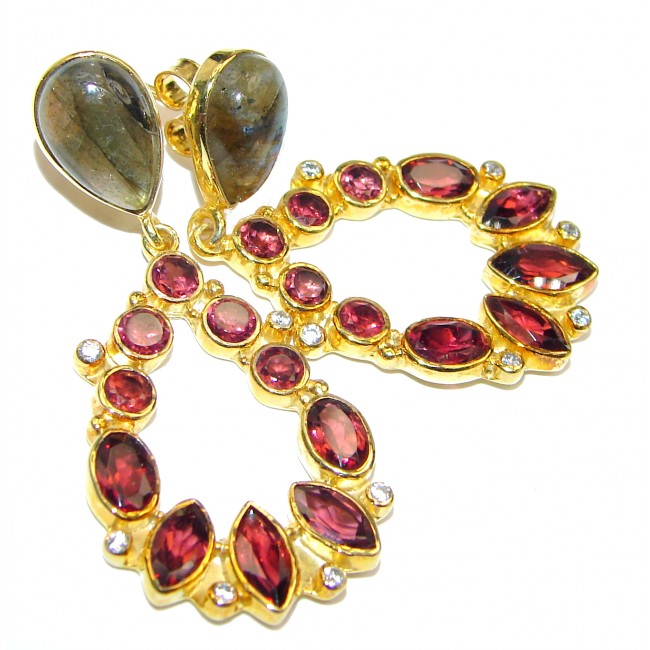 Spectacular Authentic Garnet 14K Gold over .925 Sterling Silver handmade earrings