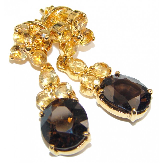 Authentic Smoky Topaz 18K Gold over .925 Sterling Silver handmade earrings