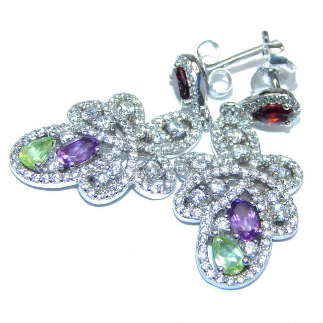Posh Design Amethyst Peridot .925 Sterling Silver handmade earrings