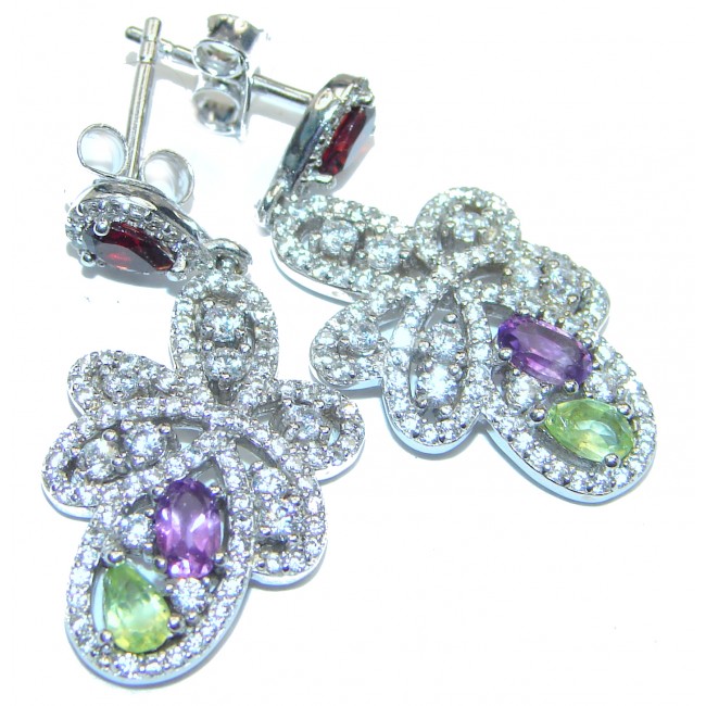 Posh Design Amethyst Peridot .925 Sterling Silver handmade earrings