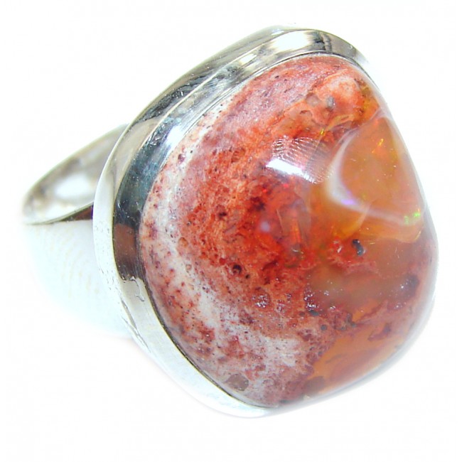 Pure Perfection Genuine Mexican Opal .925 Sterling Silver handmade Ring size 6