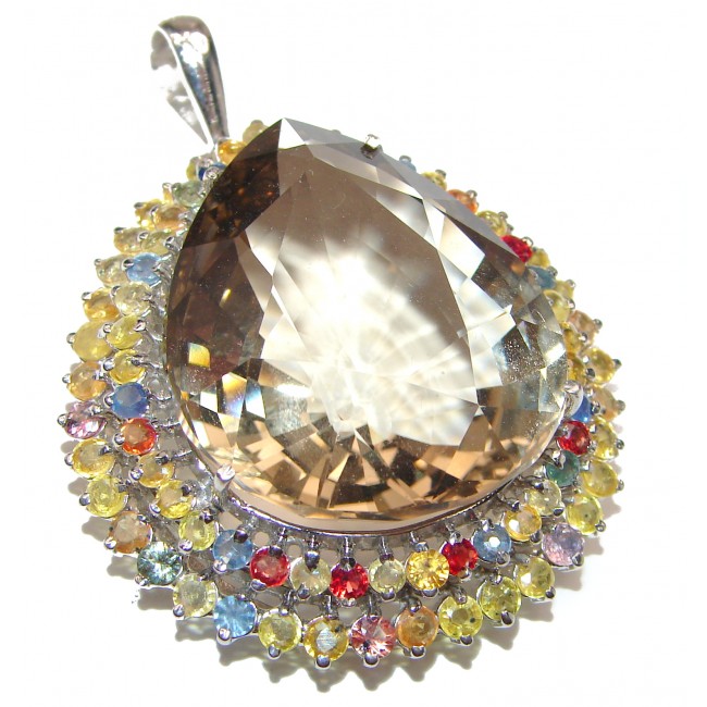 Carmen 155 ctw - total weight Champagne Topaz Tourmaline .925 Sterling Silver handmade incredible Pendant