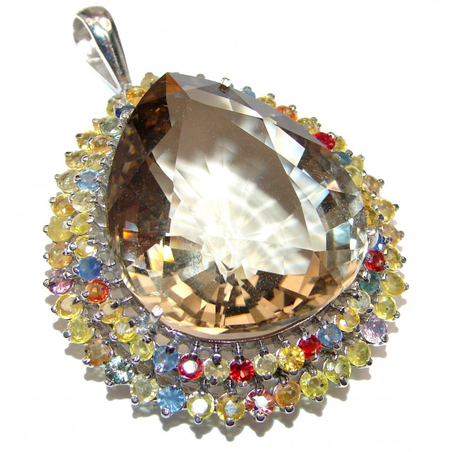 Carmen 155 ctw - total weight Champagne Topaz Tourmaline .925 Sterling Silver handmade incredible Pendant
