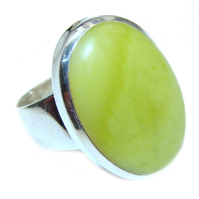 Natural Beauty Green Peruvian Opal .925 Sterling Silver ring s. 8 1/4