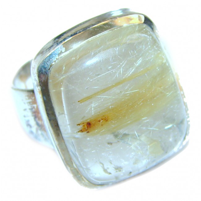 Exotic Rutilated quartz Sterling Silver Ring s. 6