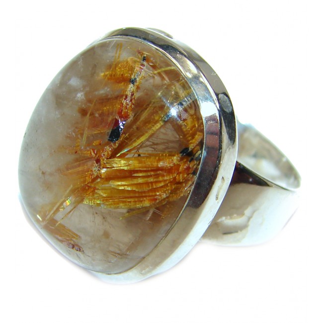 Exotic Rutilated quartz Sterling Silver Ring s. 8