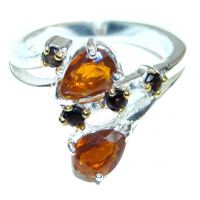 Fancy Mexican Fire Opal .925 Sterling Silver handcrafted ring size 7