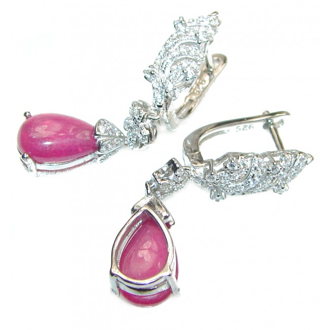 Very Elegant Authentic Ruby .925 Sterling Silver handmade earrings