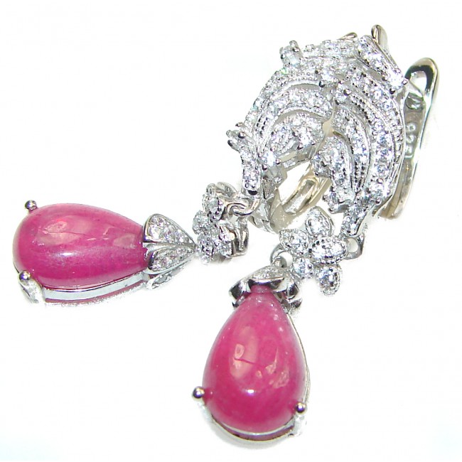 Very Elegant Authentic Ruby .925 Sterling Silver handmade earrings
