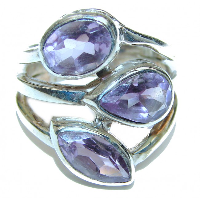 Alessandra Natural Amethyst .925 Sterling Silver handcrafted ring size 7