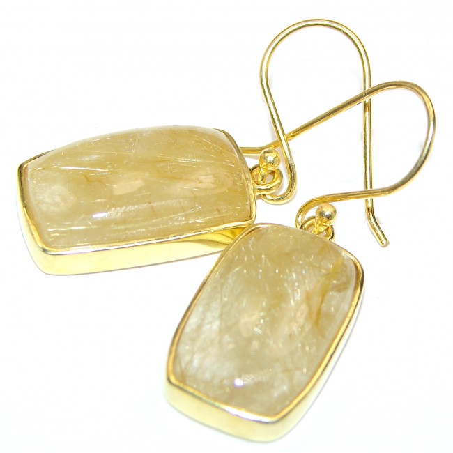 Perfect Golden Rutilated Quartz 14K Gold over .925 Sterling Silver handmade earrings