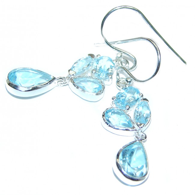 Vintage Style Swiss Blue Topaz .925 Sterling Silver handmade earrings