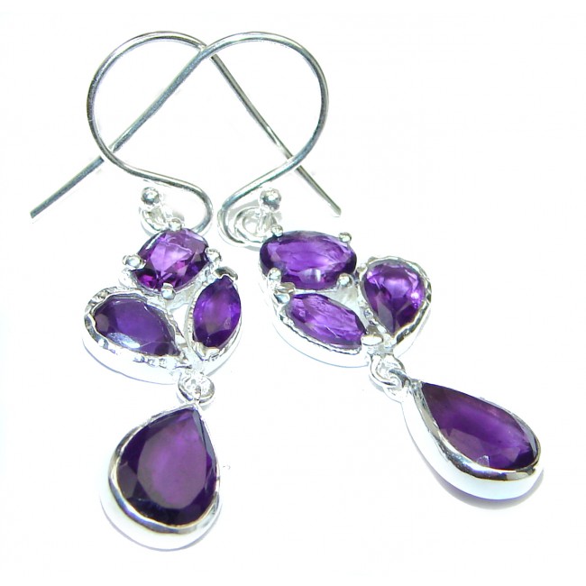 Nature Inspired Authentic Amethyst .925 Sterling Silver handmade earrings