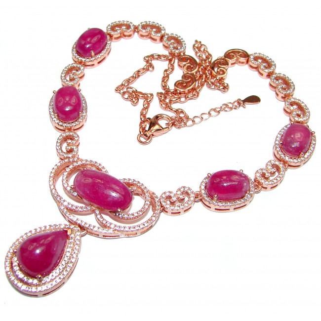 Spectacular Authentic Kashmir Ruby 14K Gold over .925 Sterling Silver handmade necklace