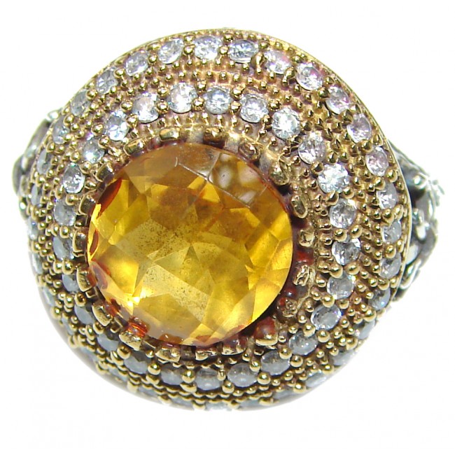 Real Beauty Genuine Citrine 14K Gold over .925 Sterling Silver handmade Ring size 6