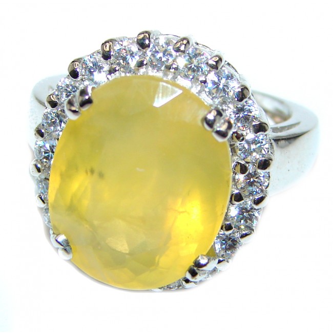 Large Genuine yellow Sapphire .925 Sterling Silver handcrafted Statement Ring size 6 3/4