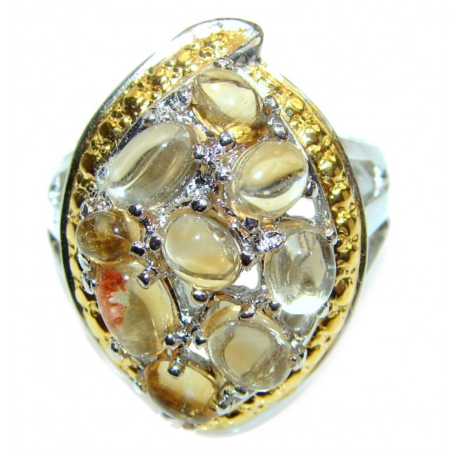 Real Beauty Genuine Citrine 14K Gold over .925 Sterling Silver handmade Ring size 7