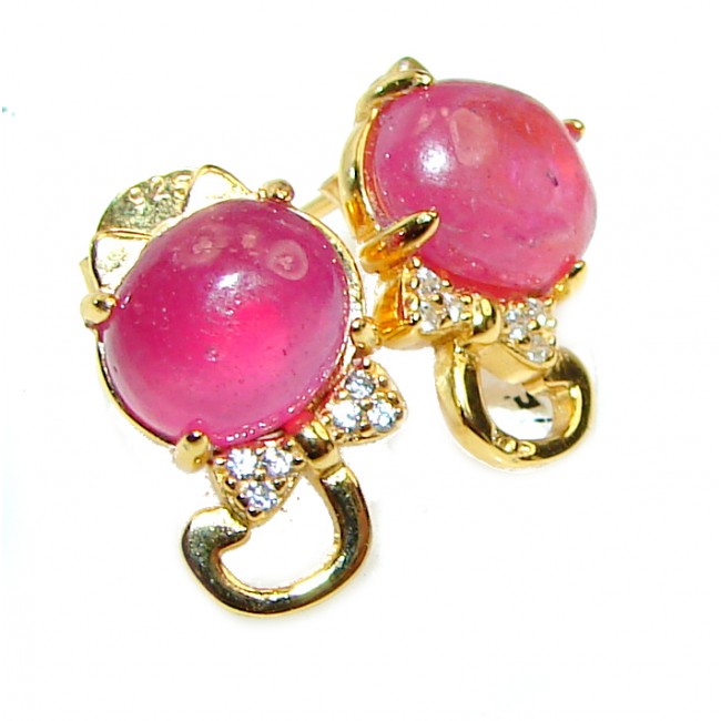 Cute Cats Authentic Ruby .925 Sterling Silver handmade earrings
