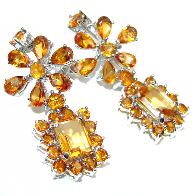 Luxury Authentic Golden Topaz .925 Sterling Silver handmade earrings