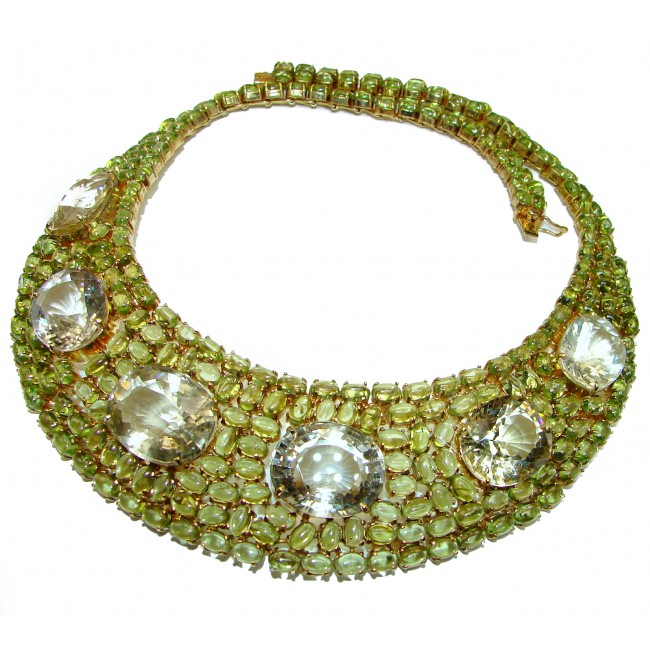 Gabriella HUGE authentic Peridot Prasiolite .925 Sterling Silver handcrafted necklace