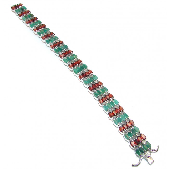 Authentic Garnet Emerald .925 Sterling Silver handcrafted Bracelet