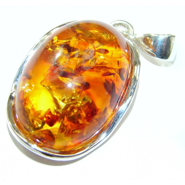 Natural Honey Amber .925 Sterling Silver handmade Pendant