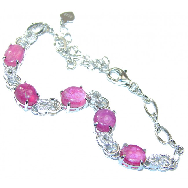 Authentic Spectacular Kashmir Ruby .925 Sterling Silver handcrafted Bracelet