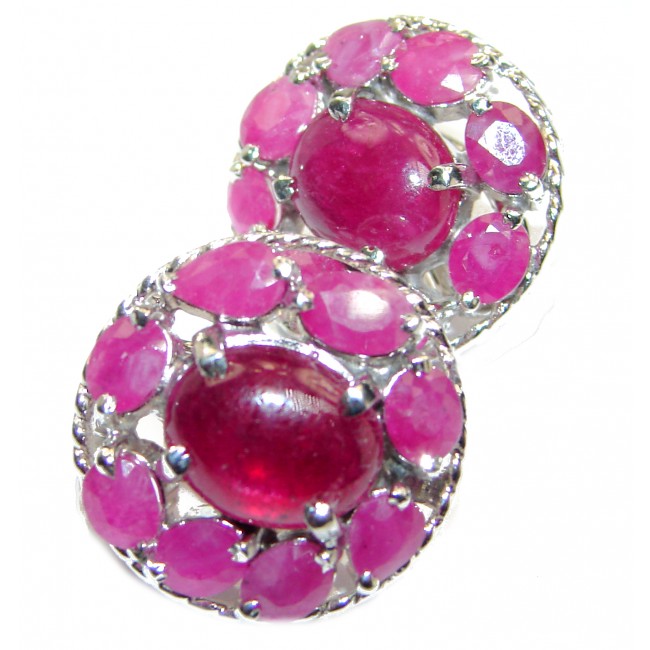 Authentic 39ctw Kashmir Ruby .925 Sterling Silver handmade earrings