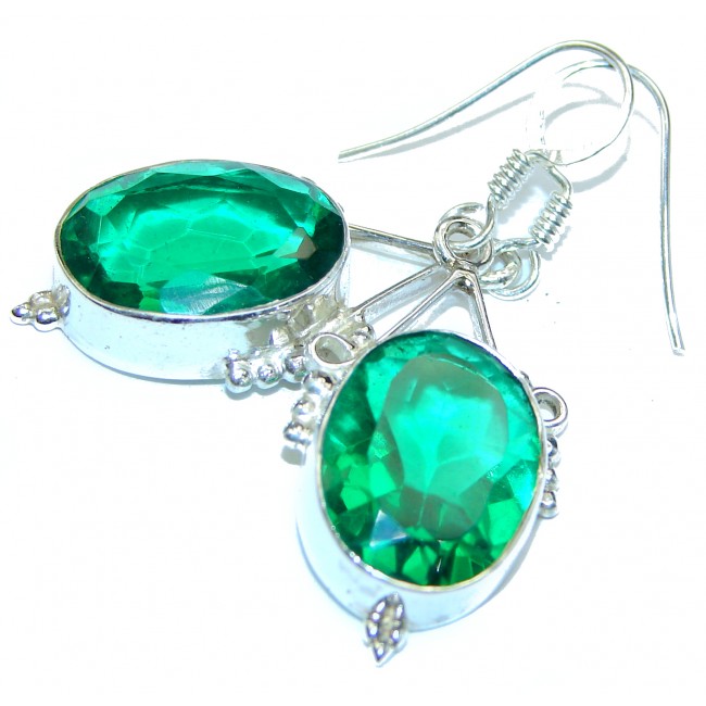 Rare Perception Fresh Green Quartz .925 Sterling Silver handcrafted earrings