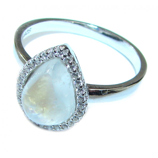 Rainbow Moonstone .925 Sterling Silver handmade Ring size 6 1/4