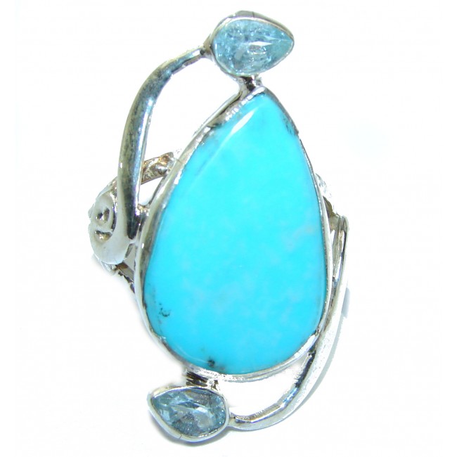 Natural Sleeping Beauty Turquoise .925 Sterling Silver handcrafted Ring s. 8