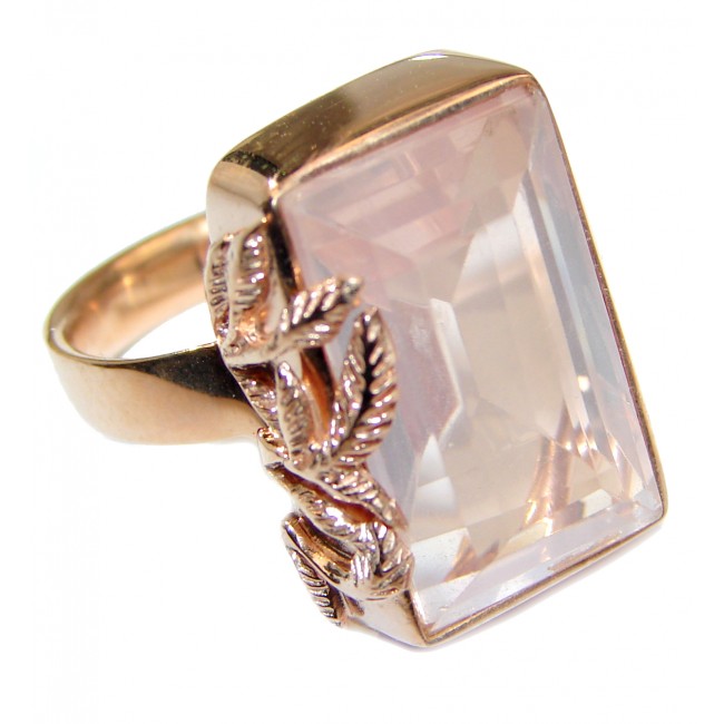 baguette cut 65ctw Rose Quartz Rose Gold over .925 Sterling Silver brilliantly handcrafted ring s. 6