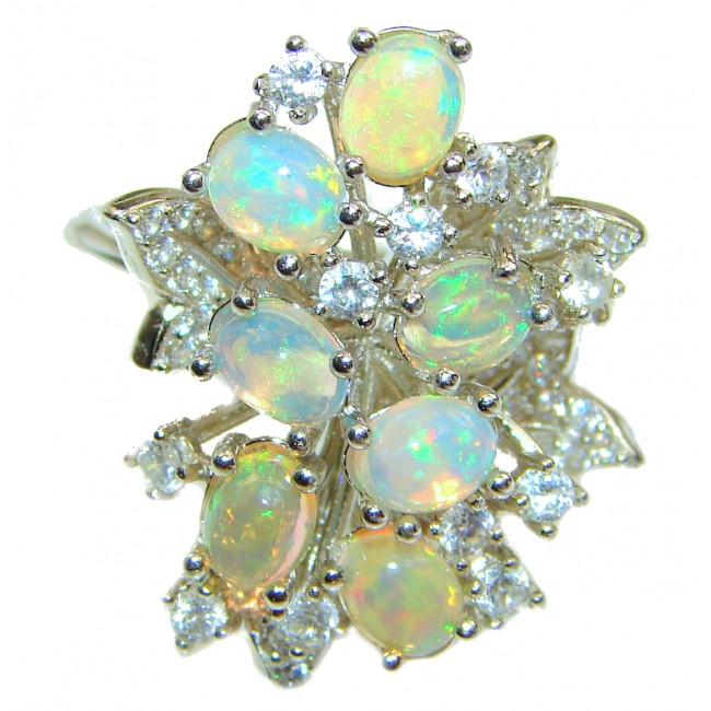 Dazzling natural Ethiopian Opal .925 Sterling Silver handcrafted ring size 7