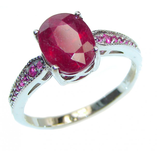 Genuine 4.2ctw Ruby .925 Sterling Silver handcrafted Statement Ring size 7
