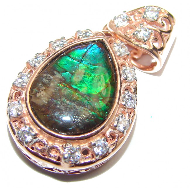 Simple Design genuine Canadian Ammolite .925 Sterling Silver handcrafted Pendant