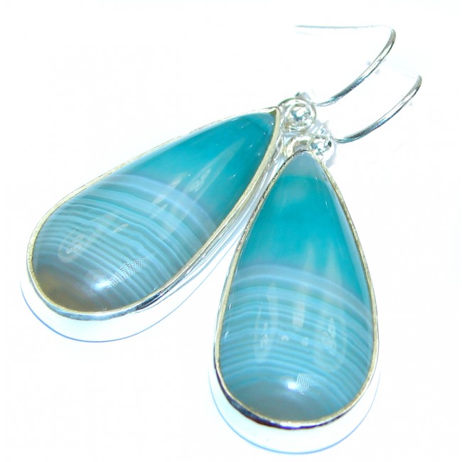 Simple Design excellent Chalcedony Agate .925 Sterling Silver earrings