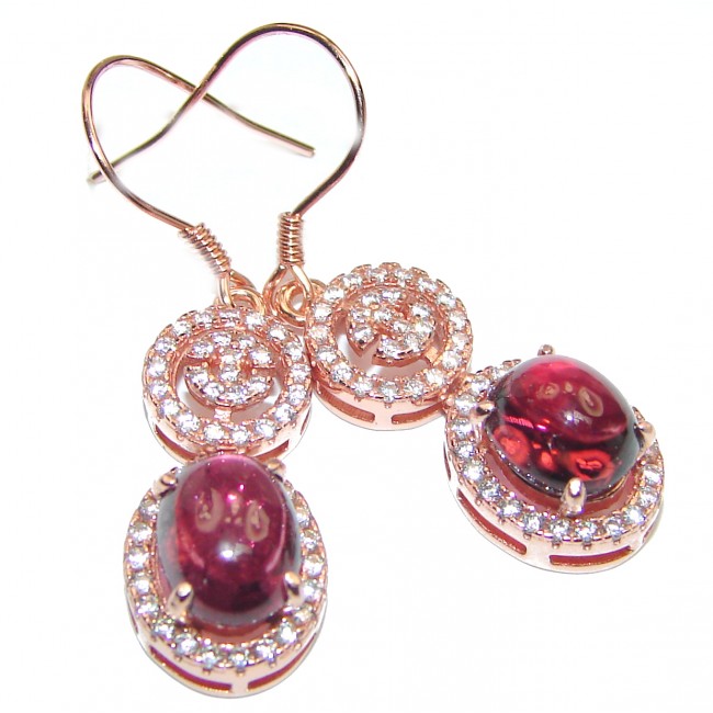 Authentic Kashmir Ruby Rose Gold over .925 Sterling Silver handmade earrings