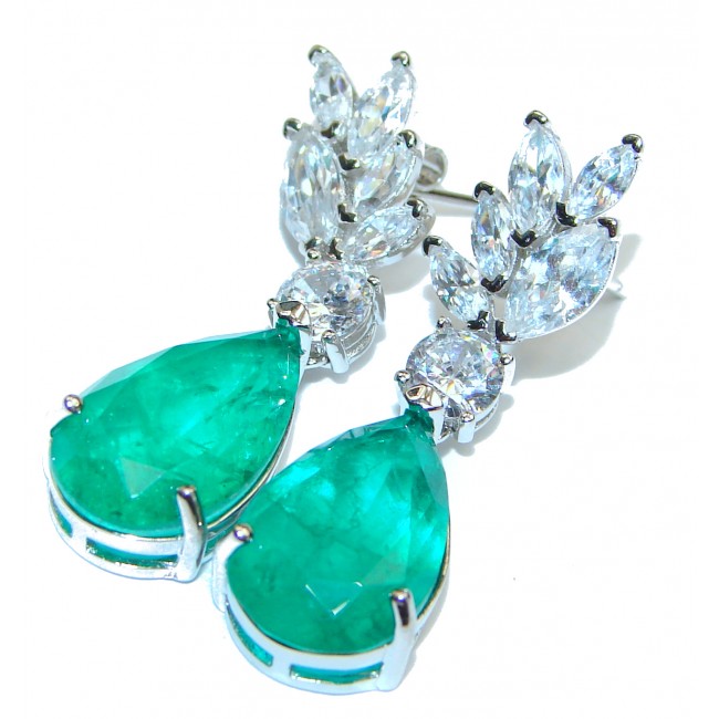Green Ivy HUGE Emerald .925 Sterling Silver handcrafted Statement Earrings