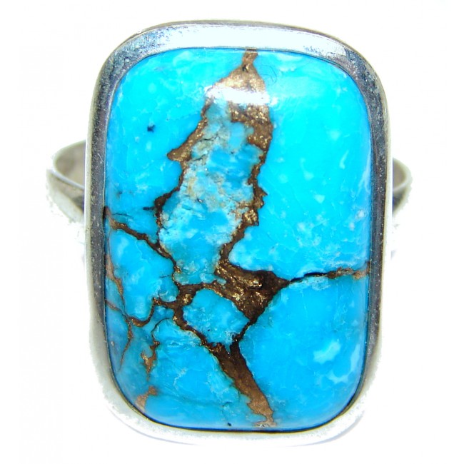Copper Turquoise .925 Sterling Silver ring; s. 11