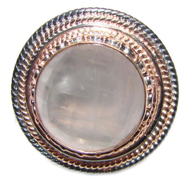 Rose Quartz Rose Gold over .925 Sterling Silver brilliantly handcrafted ring s. 7 adjustable
