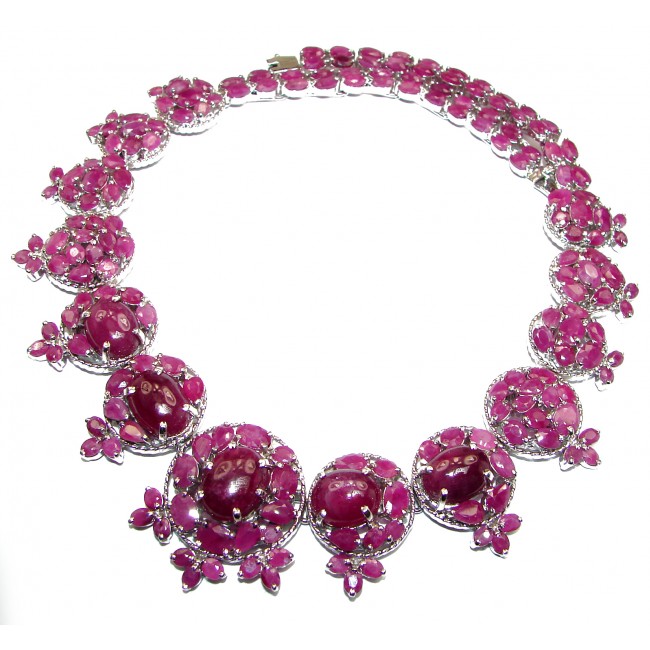 Red Ivy HUGE authentic Kashmir Ruby .925 Sterling Silver handcrafted necklace