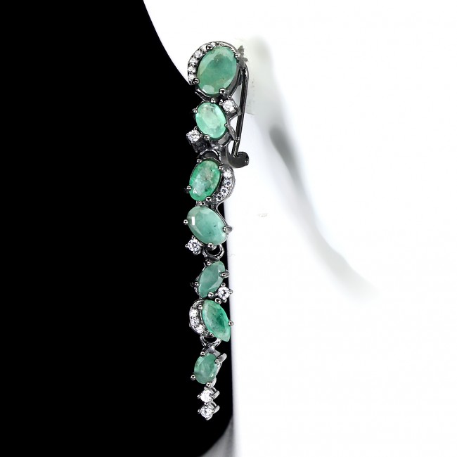 Green Ivy Colombian Emerald .925 Sterling Silver handcrafted Statement Earrings