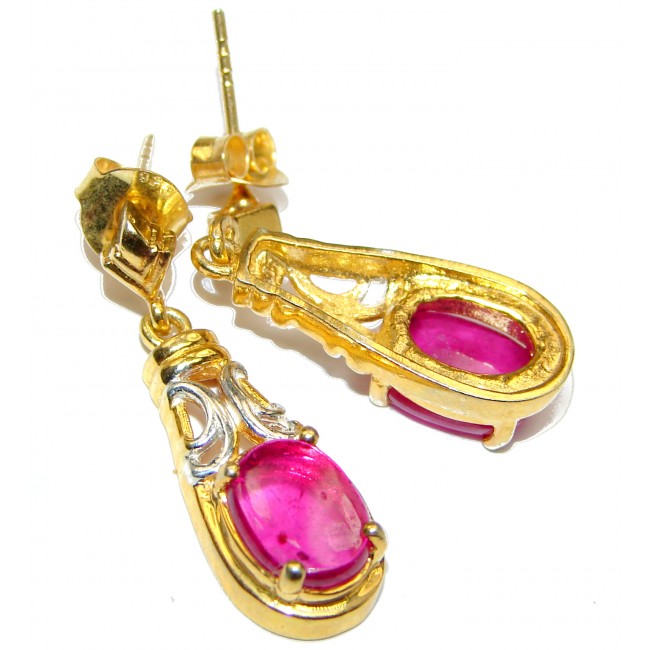 Authentic Kashmir Ruby 14k Gold over .925 Sterling Silver handmade earrings