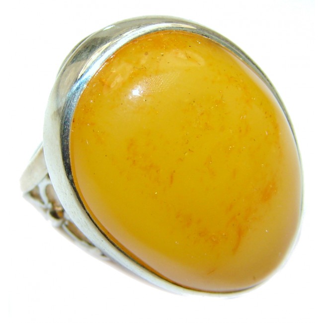 HUGE Genuine Butterscotch Baltic Amber .925 Sterling Silver handmade Ring size 7