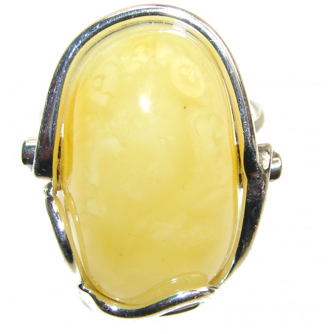 HUGE Genuine Butterscotch Baltic Amber .925 Sterling Silver handmade Ring size 9 1/4