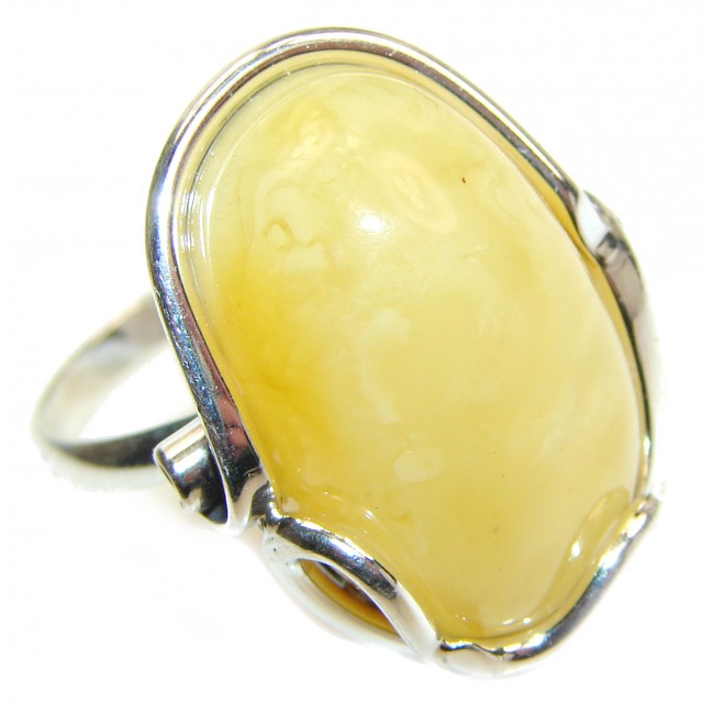 HUGE Genuine Butterscotch Baltic Amber .925 Sterling Silver handmade Ring size 9 1/4