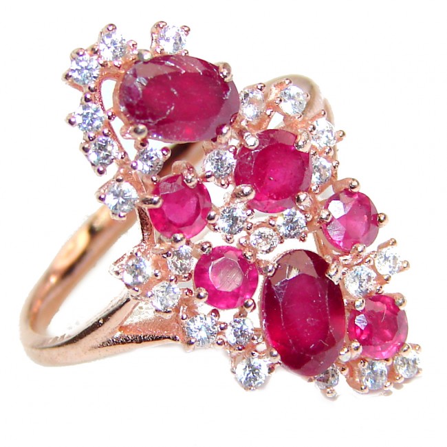 Genuine Kashmir Ruby gold over .925 Sterling Silver handcrafted Statement Ring size 6 1/4