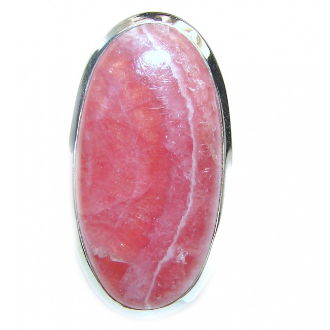 Large Argentinian Rhodochrosite .925 Sterling Silver handmade ring size 8